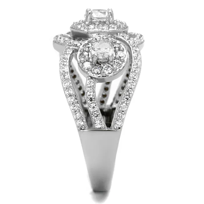 Rings TS468 Rhodium 925 Sterling Silver Ring with AAA Grade CZ in Clear Alamode
