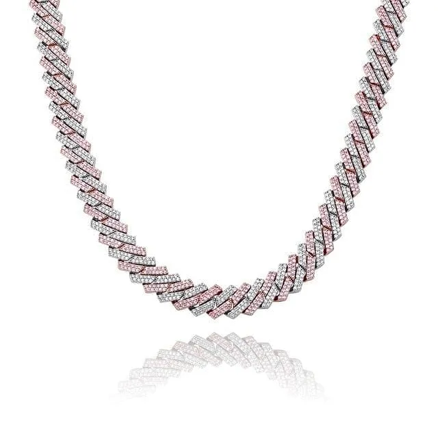 Rings VVS Jewelry 12mm Diamond Prong Cuban Chain Two Tone Rose Gold Silver