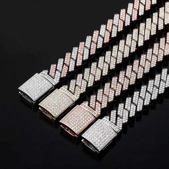 Rings VVS Jewelry 12mm Diamond Prong Cuban Chain Two Tone Rose Gold Silver