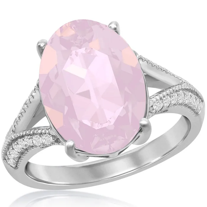 Rings Womens Ring Oval Pink Opal Swarovski Element CZ Size 9 BLW24209 Classic