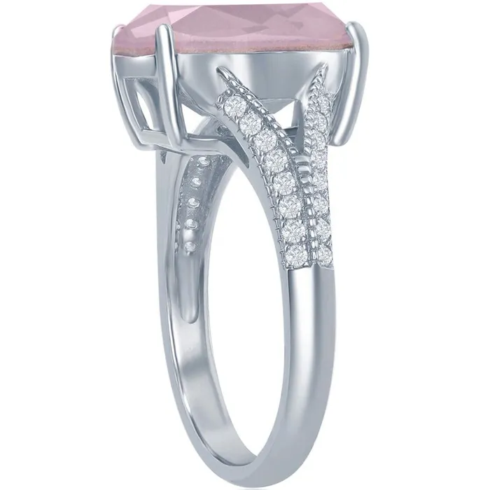 Rings Womens Ring Oval Pink Opal Swarovski Element CZ Size 9 BLW24209 Classic