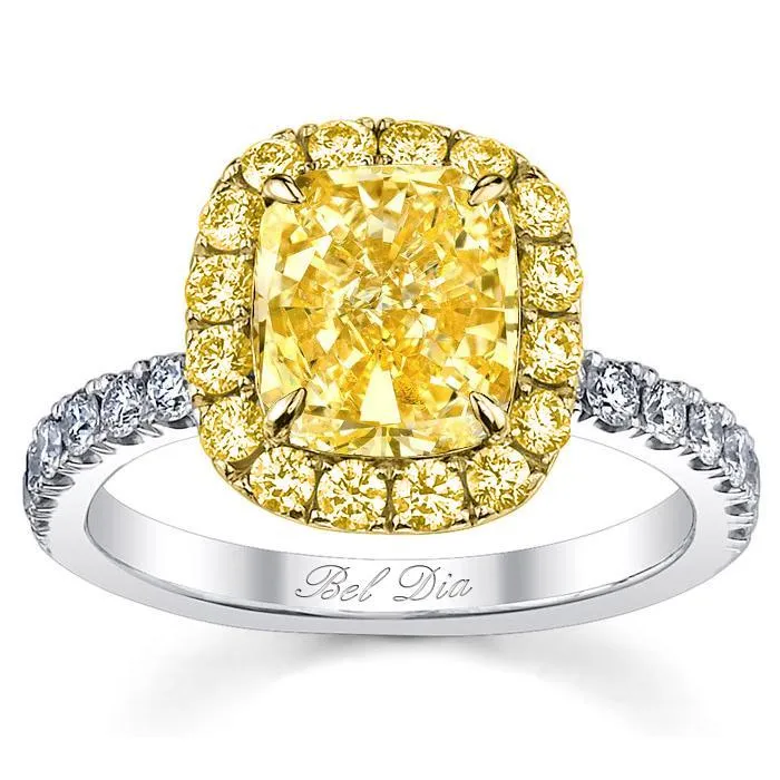 Rings Yellow Diamond Halo Engagement Ring for Canary Diamond deBebians