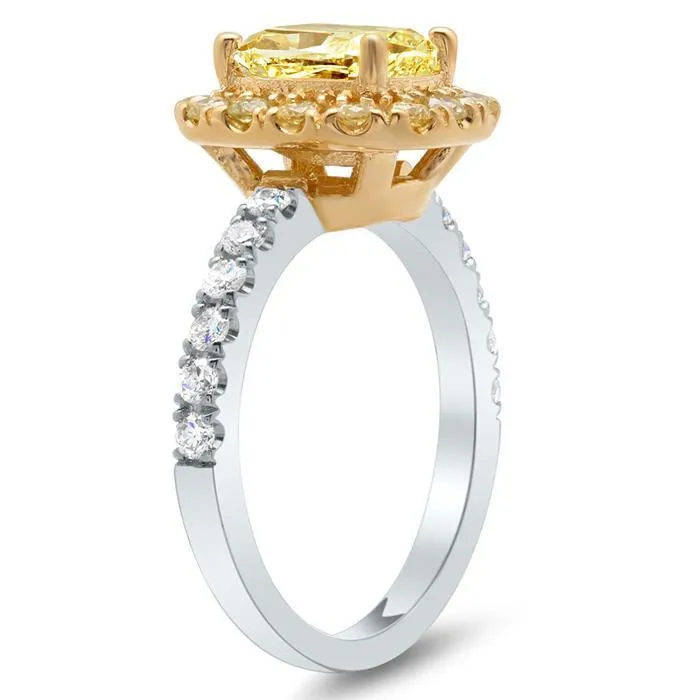 Rings Yellow Diamond Halo Engagement Ring for Canary Diamond deBebians