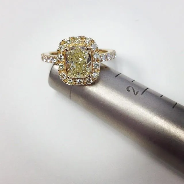 Rings Yellow Diamond Halo Engagement Ring for Canary Diamond deBebians
