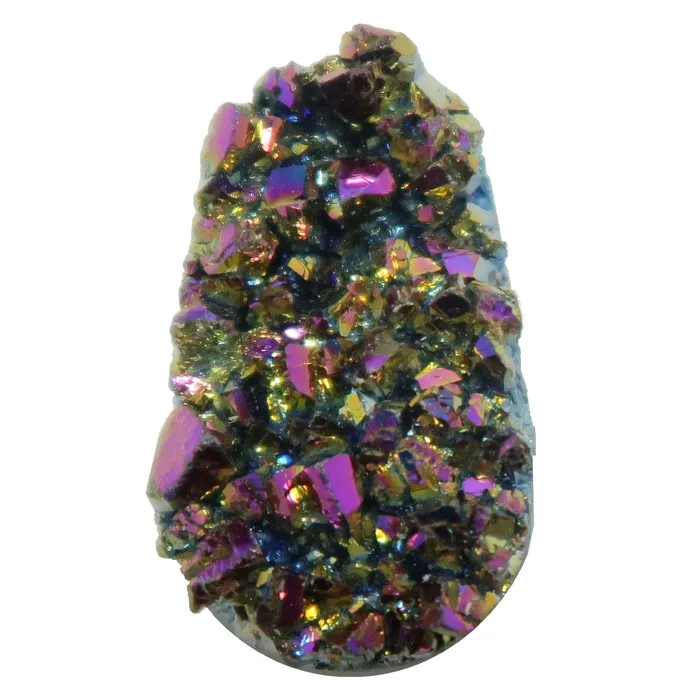 Satin Crystals Charm Necklaces Aura Quartz Cluster Cabochon Spark Rainbow Titanium