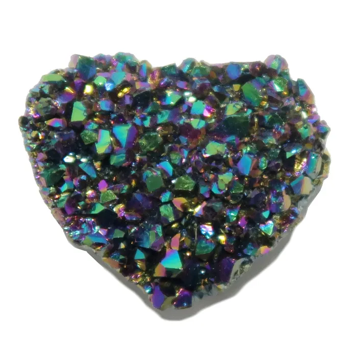 Satin Crystals Charm Necklaces Aura Quartz Cluster Cabochon Spark Rainbow Titanium