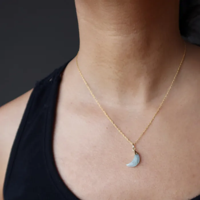 Satin Crystals Necklaces Aquamarine Necklace Blue Moon Gem 24Karat Gold