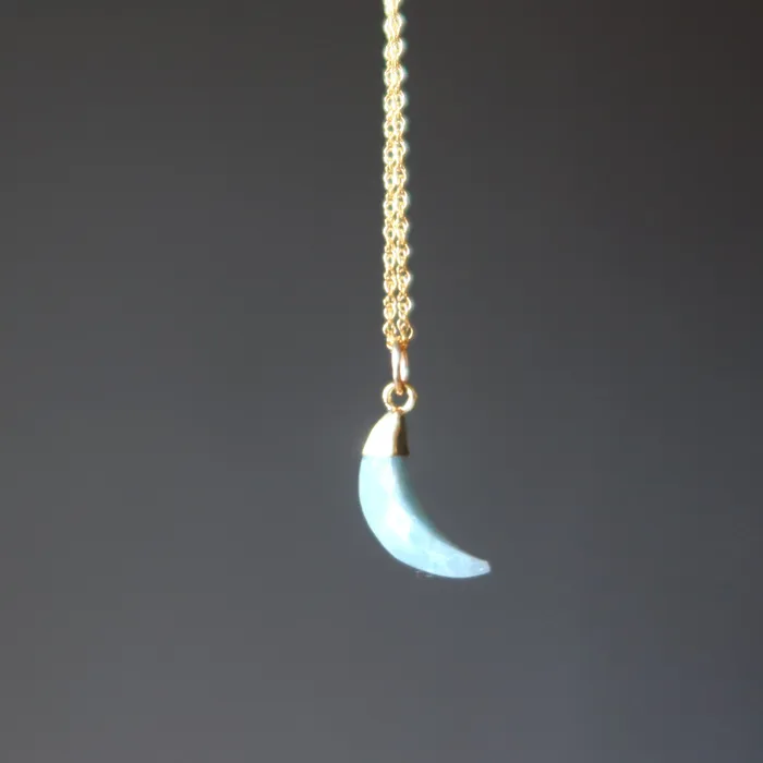 Satin Crystals Necklaces Aquamarine Necklace Blue Moon Gem 24Karat Gold