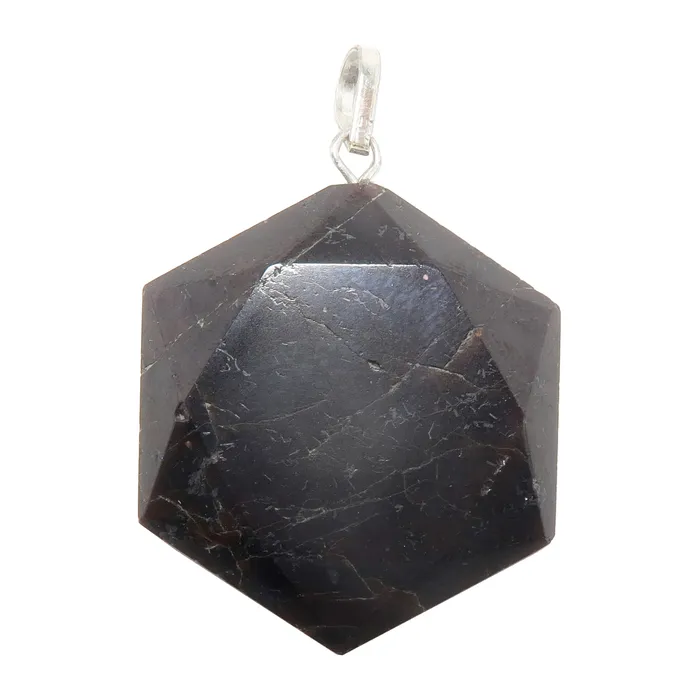 Satin Crystals Necklaces Garnet Pendant Hexagon of Health Red Crystal Silver