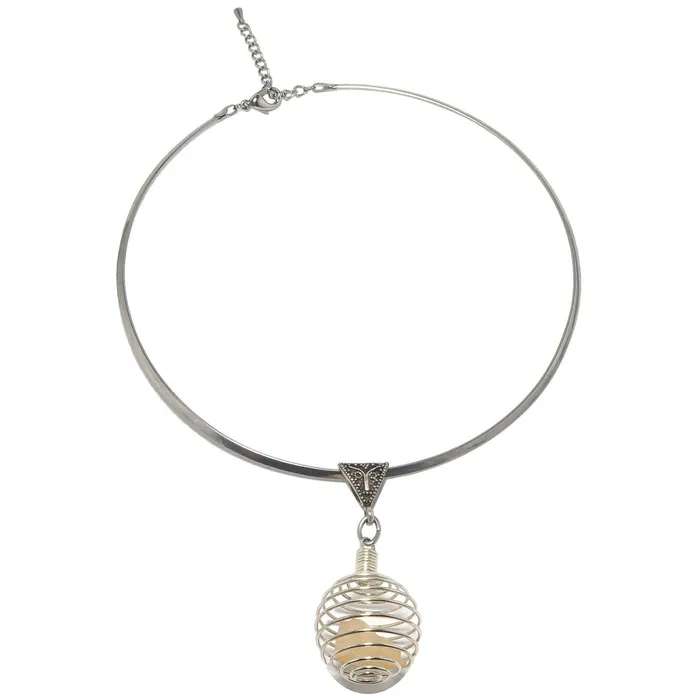 Satin Crystals Necklaces Libyan Desert Glass Necklace Sun Cage Silver Choker