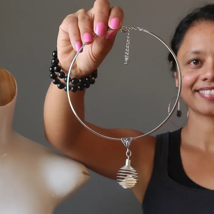Satin Crystals Necklaces Libyan Desert Glass Necklace Sun Cage Silver Choker