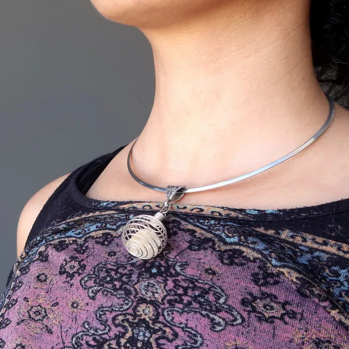 Satin Crystals Necklaces Libyan Desert Glass Necklace Sun Cage Silver Choker