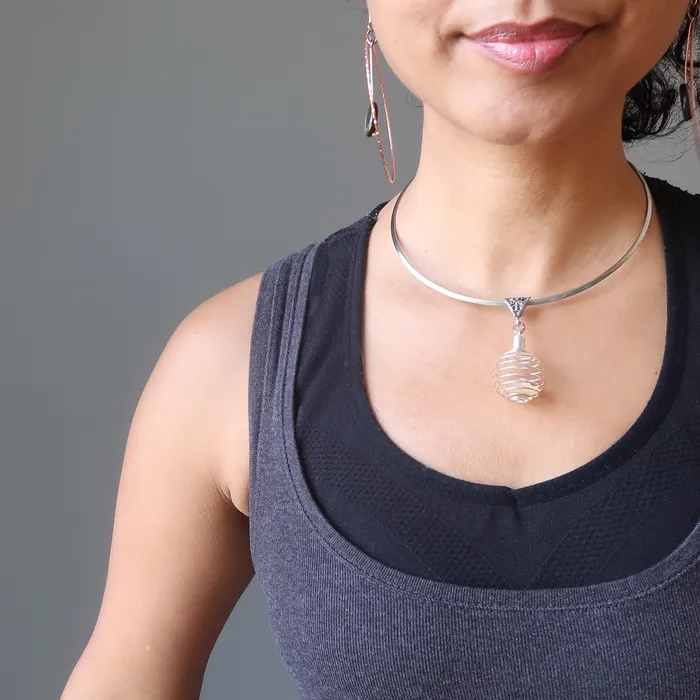 Satin Crystals Necklaces Libyan Desert Glass Necklace Sun Cage Silver Choker