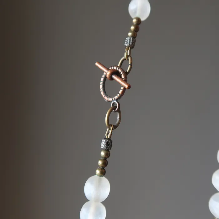 Satin Crystals Necklaces Selenite Necklace Radiant Goddess Raku White Gems