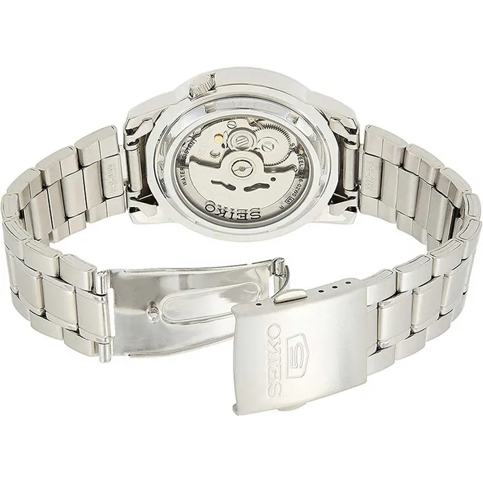 SEIKO Bracelets Seiko Mens Automatic Watch 5 Sports Black and Red Silver Tone Bracelet SNKK31K1