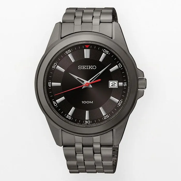Seiko Bracelets Seiko SGEG89 Mens Black Dial Black IP Steel Bracelet Quartz Watch