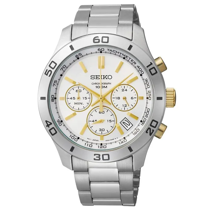 Seiko Bracelets Seiko SSB075 Mens Sport Silver Dial Stainless Steel Chronograph Watch