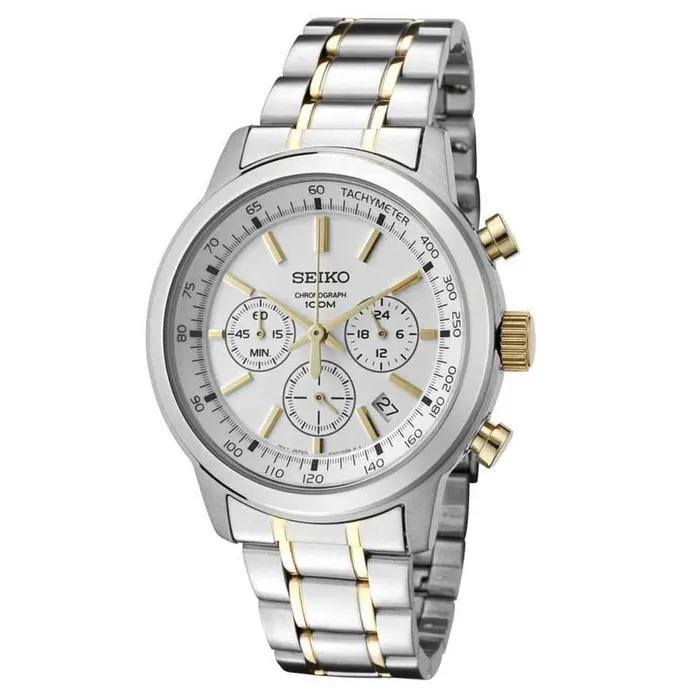 Seiko SSB043 Mens Classic White Dial Two Tone Chronograph Watch Seiko Rings