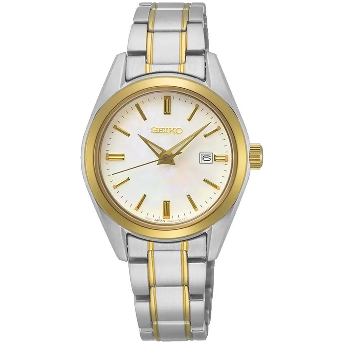 Seiko Womens Watch Classic White MOP Dial TT Stainless Steel Bracelet SUR636P1 SEIKO Bracelets