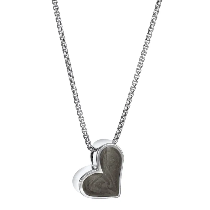 Signature Sliding Heart Cremation Necklace in 14K White Gold closebymejewelry Necklaces