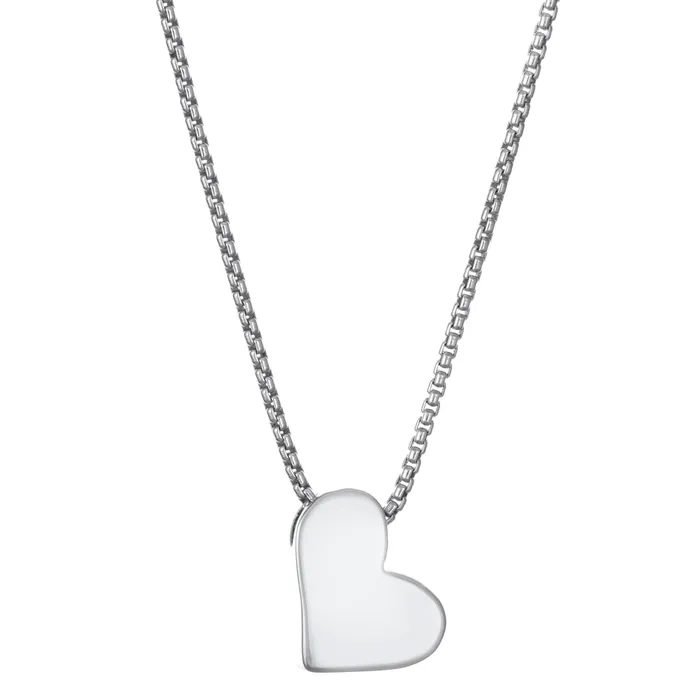 Signature Sliding Heart Cremation Necklace in 14K White Gold closebymejewelry Necklaces