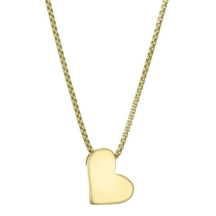 Signature Sliding Heart Cremation Necklace in 14K Yellow Gold closebymejewelry Necklaces