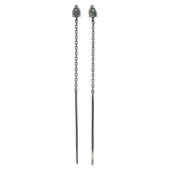 Silver Labradorite Bar and Streamline Earrings Michael Spirito Earrings