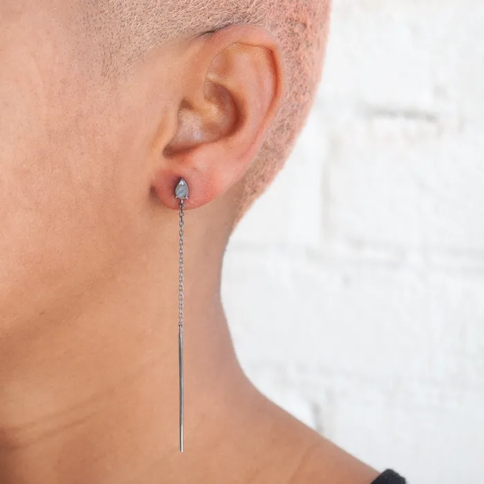Silver Labradorite Bar and Streamline Earrings Michael Spirito Earrings