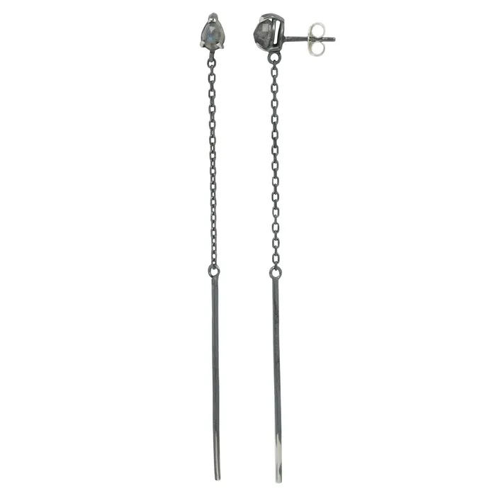 Silver Labradorite Bar and Streamline Earrings Michael Spirito Earrings