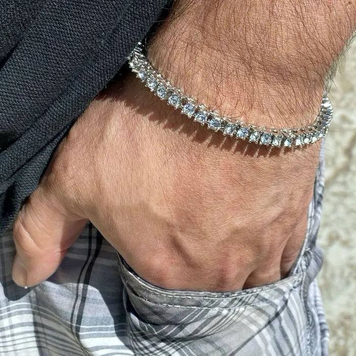 Silver One Row Tennis Bracelet 85 Bling Cartel Admin Bracelets