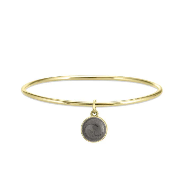 Single Bangle Bracelet with Various Cremation Charms in 14K Yellow Gold closebymejewelry Bracelets