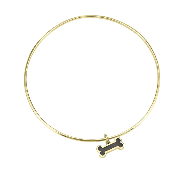 Single Bangle Bracelet with Various Cremation Charms in 14K Yellow Gold closebymejewelry Bracelets