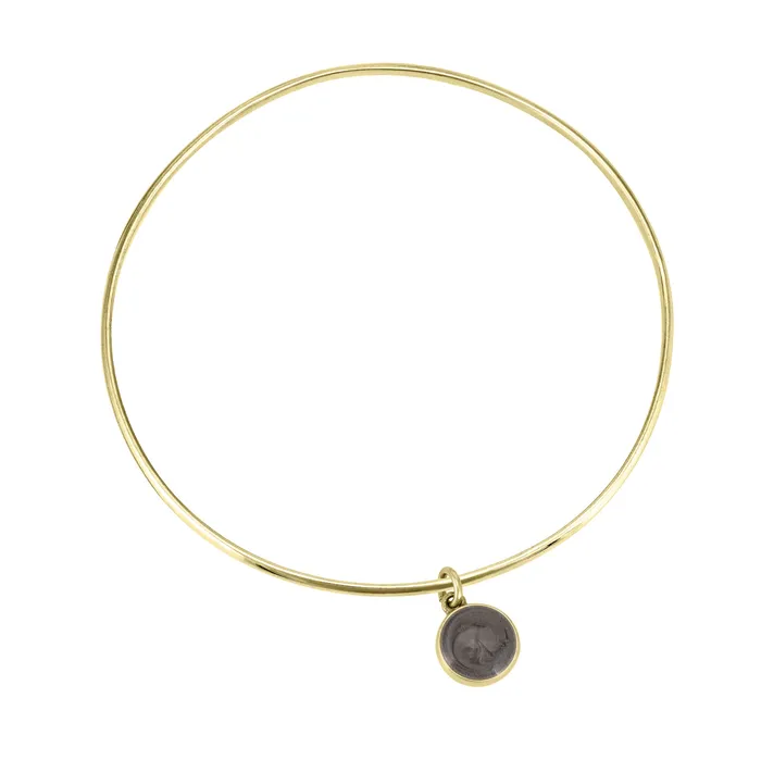 Single Bangle Bracelet with Various Cremation Charms in 14K Yellow Gold closebymejewelry Bracelets