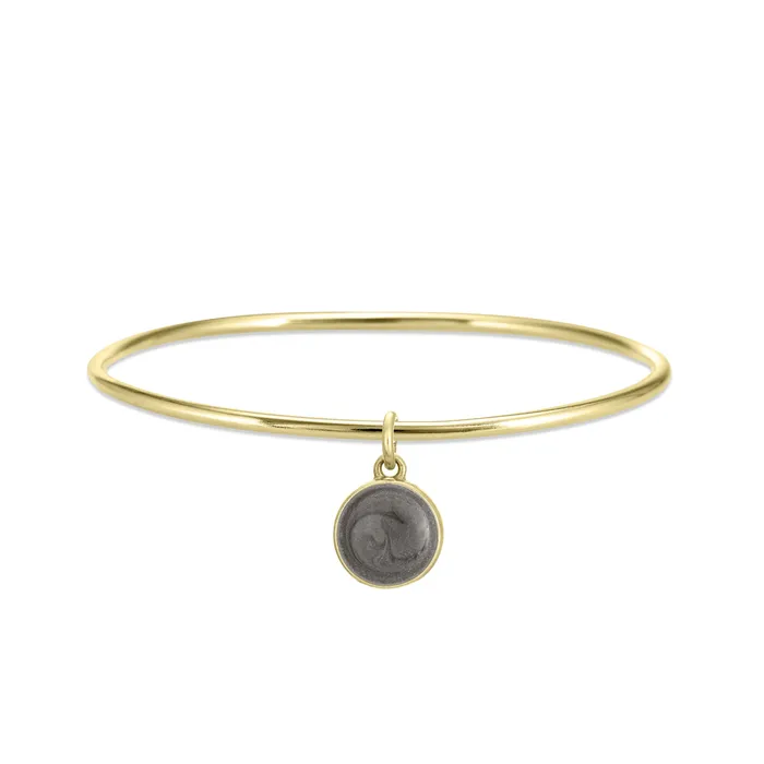Single Bangle Bracelet with Various Cremation Charms in 14K Yellow Gold closebymejewelry Bracelets