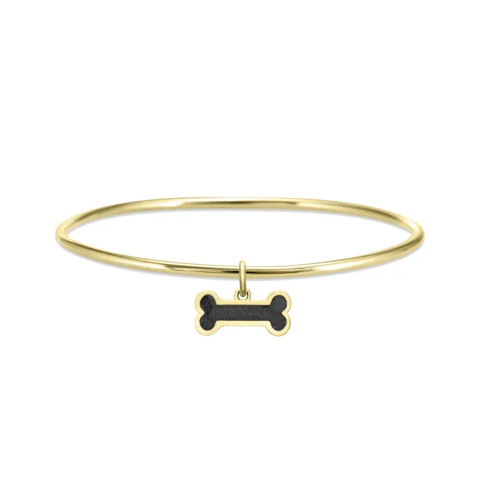 Single Bangle Bracelet with Various Cremation Charms in 14K Yellow Gold closebymejewelry Bracelets