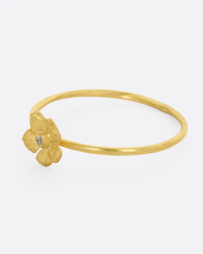 Single Flower Stacking Ring with Diamond Center LENE VIBE Rings