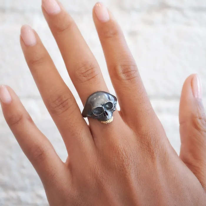 Small Black Skull Ring Anthony Lent Rings