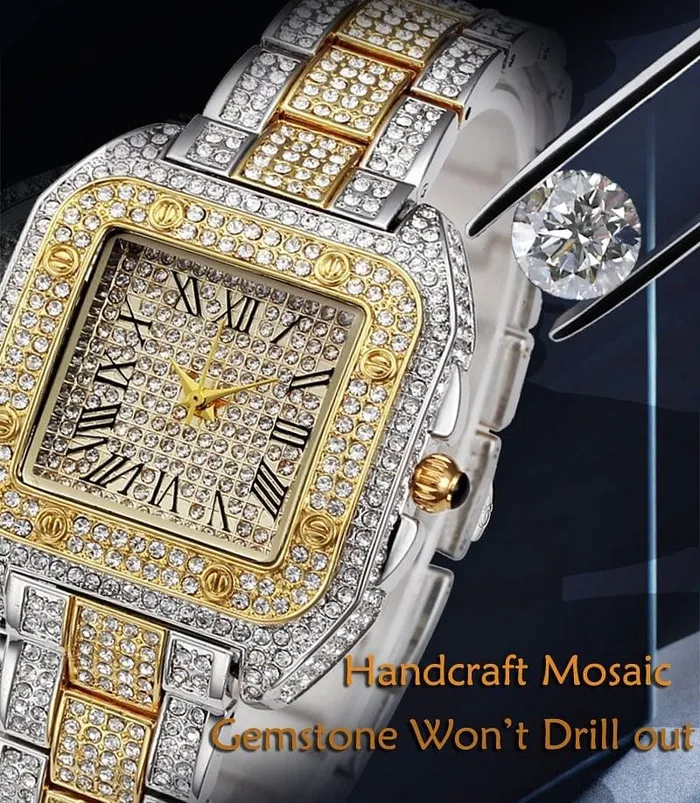 Square Bling Bezel Watch VVS Jewelry Watches
