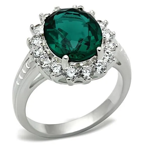 SS008 Silver 925 Sterling Silver Ring with Synthetic Synthetic Glass in Blue Zircon Alamode Rings