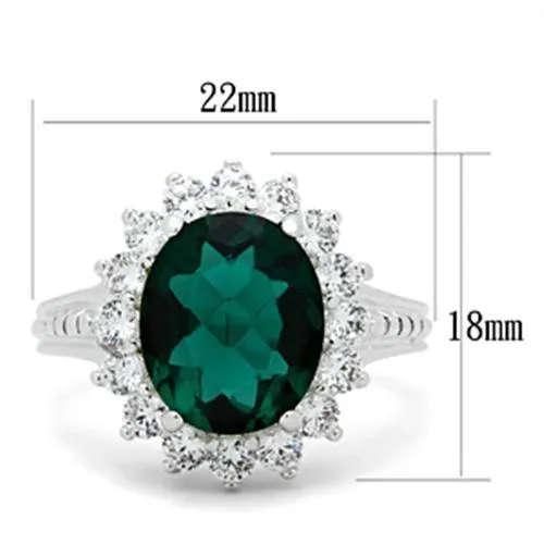 SS008 Silver 925 Sterling Silver Ring with Synthetic Synthetic Glass in Blue Zircon Alamode Rings