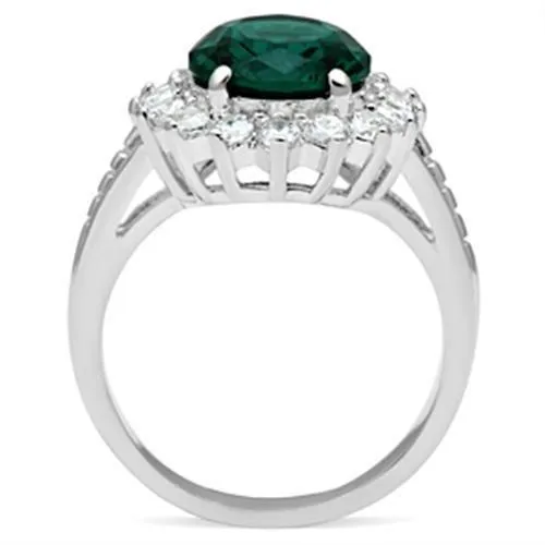 SS008 Silver 925 Sterling Silver Ring with Synthetic Synthetic Glass in Blue Zircon Alamode Rings
