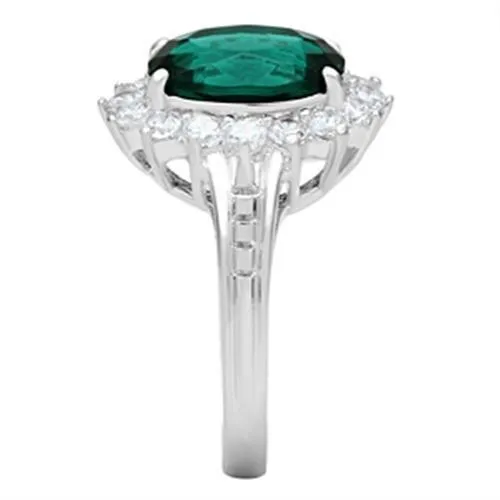 SS008 Silver 925 Sterling Silver Ring with Synthetic Synthetic Glass in Blue Zircon Alamode Rings