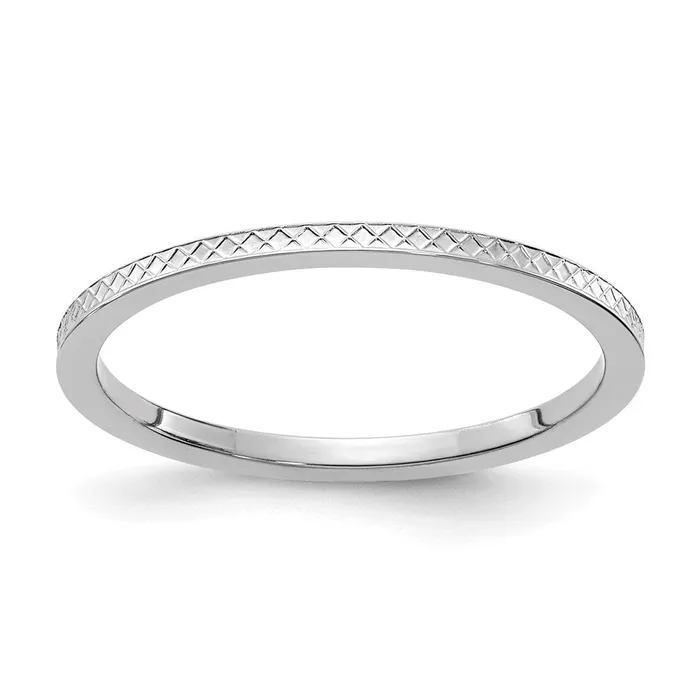 Stackable Expressions Rings 14K White Gold 12mm CrissCross Pattern Stackable Band STK20120W