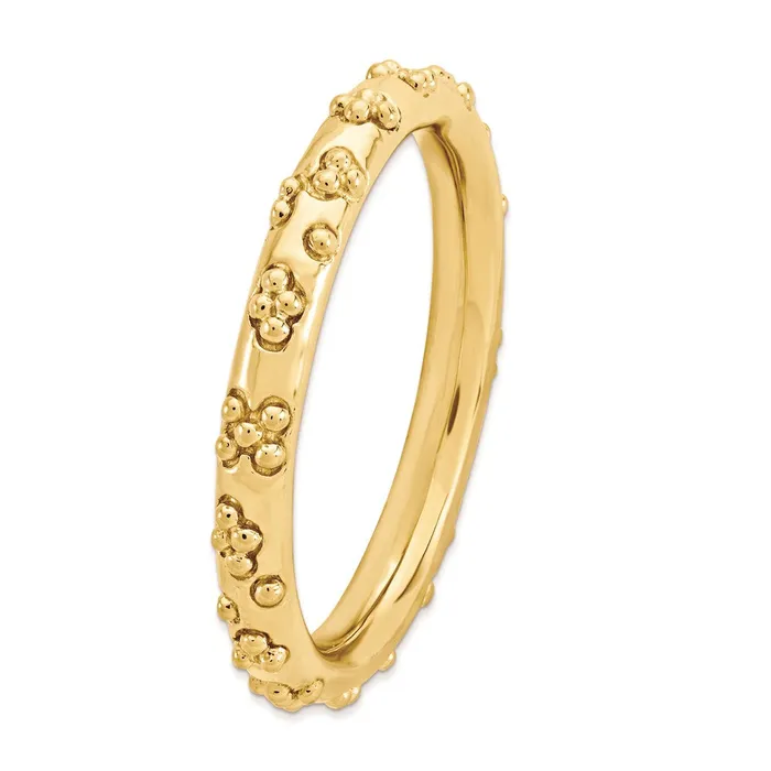 Stackable Expressions Rings Sterling Silver Stackable Expressions Goldplated Textured Ring QSK1614