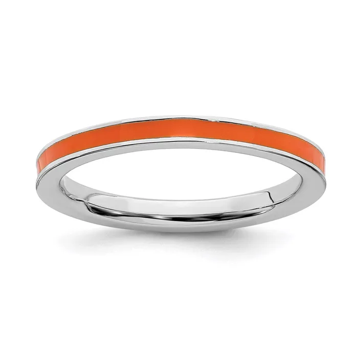 Stackable Expressions Rings Sterling Silver Stackable Expressions Orange Enameled 225mm Ring QSK148