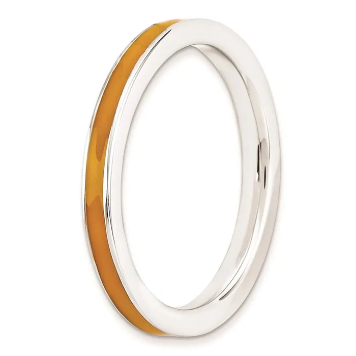 Stackable Expressions Rings Sterling Silver Stackable Expressions Orange Enameled 225mm Ring QSK148