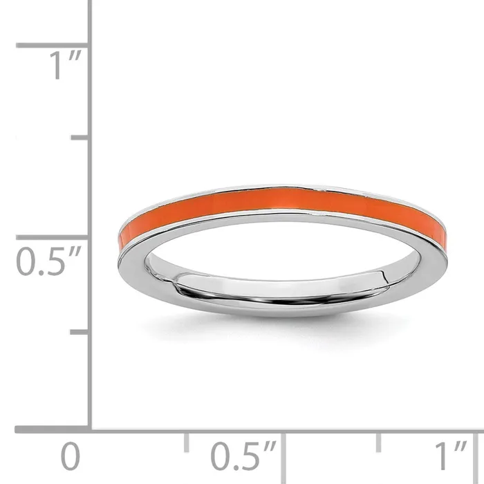 Stackable Expressions Rings Sterling Silver Stackable Expressions Orange Enameled 225mm Ring QSK148