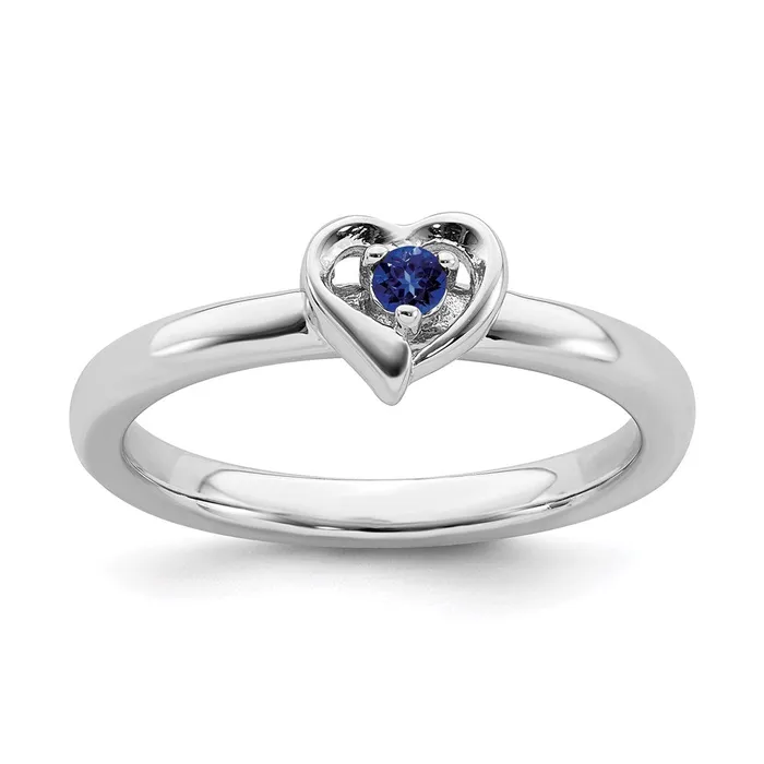 Stackable Expressions Sterling Silver Stackable Expressions Created Sapphire Heart Ring QSK1530 Rings