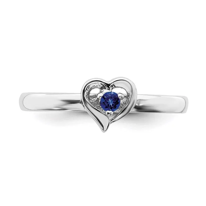Stackable Expressions Sterling Silver Stackable Expressions Created Sapphire Heart Ring QSK1530 Rings