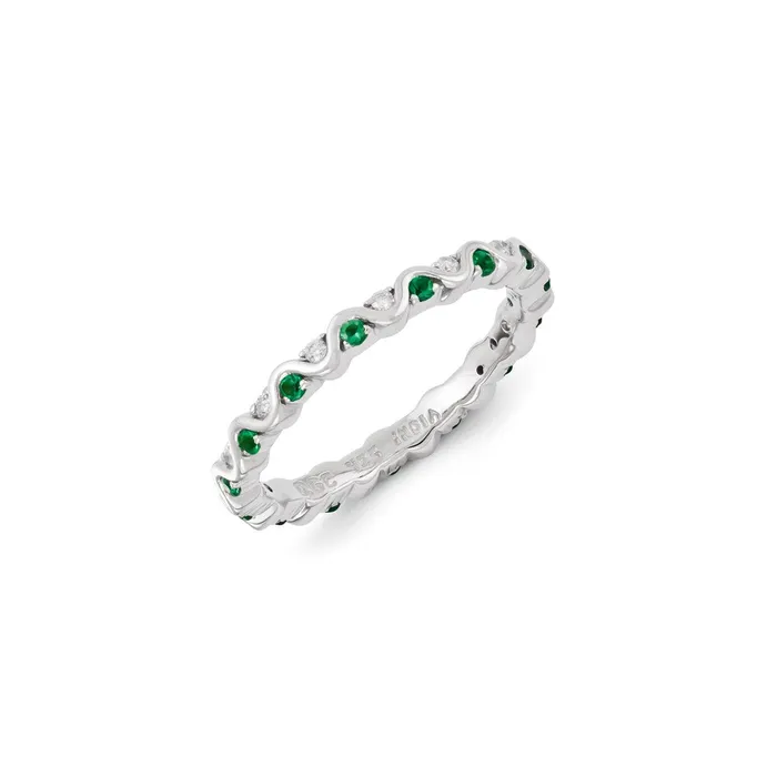 Stackable Expressions Sterling Silver Stackable Expressions Diamond Emerald Ring QSK1086 Rings